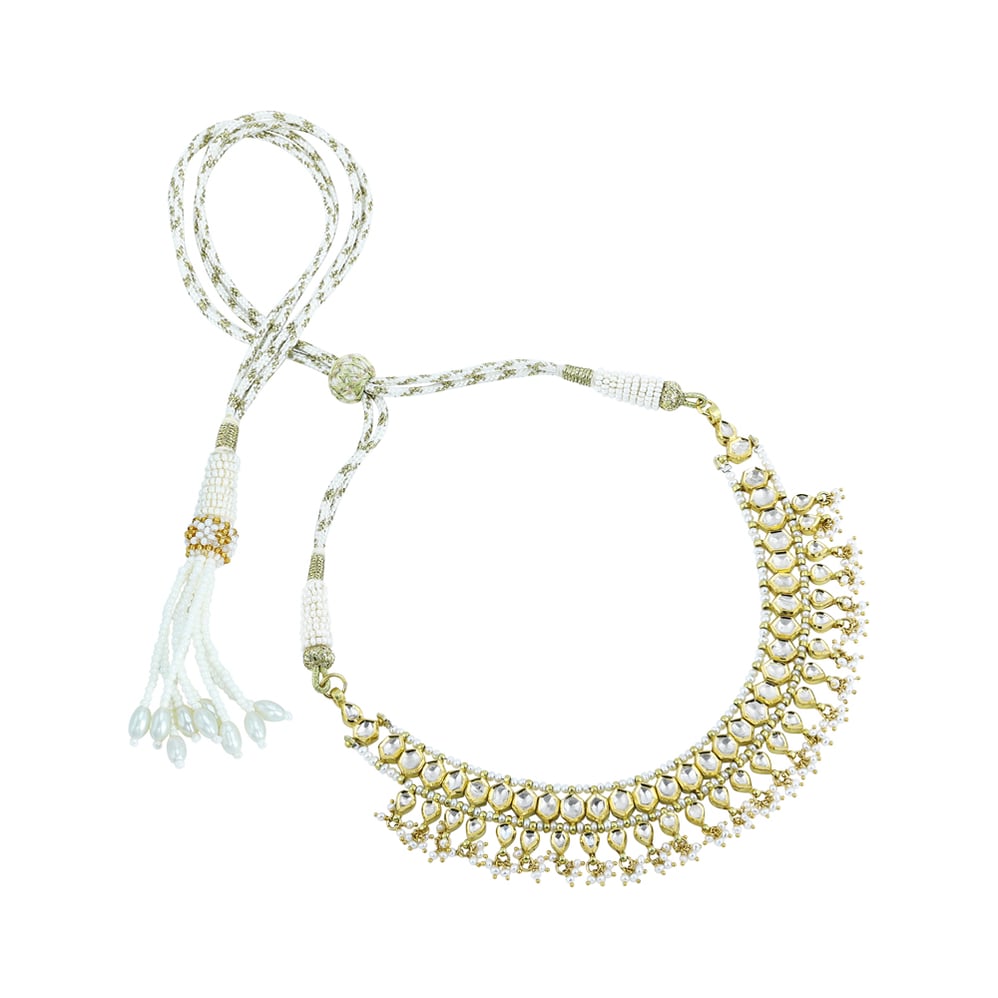 Polki Necklace with Graceful Pearl Beads